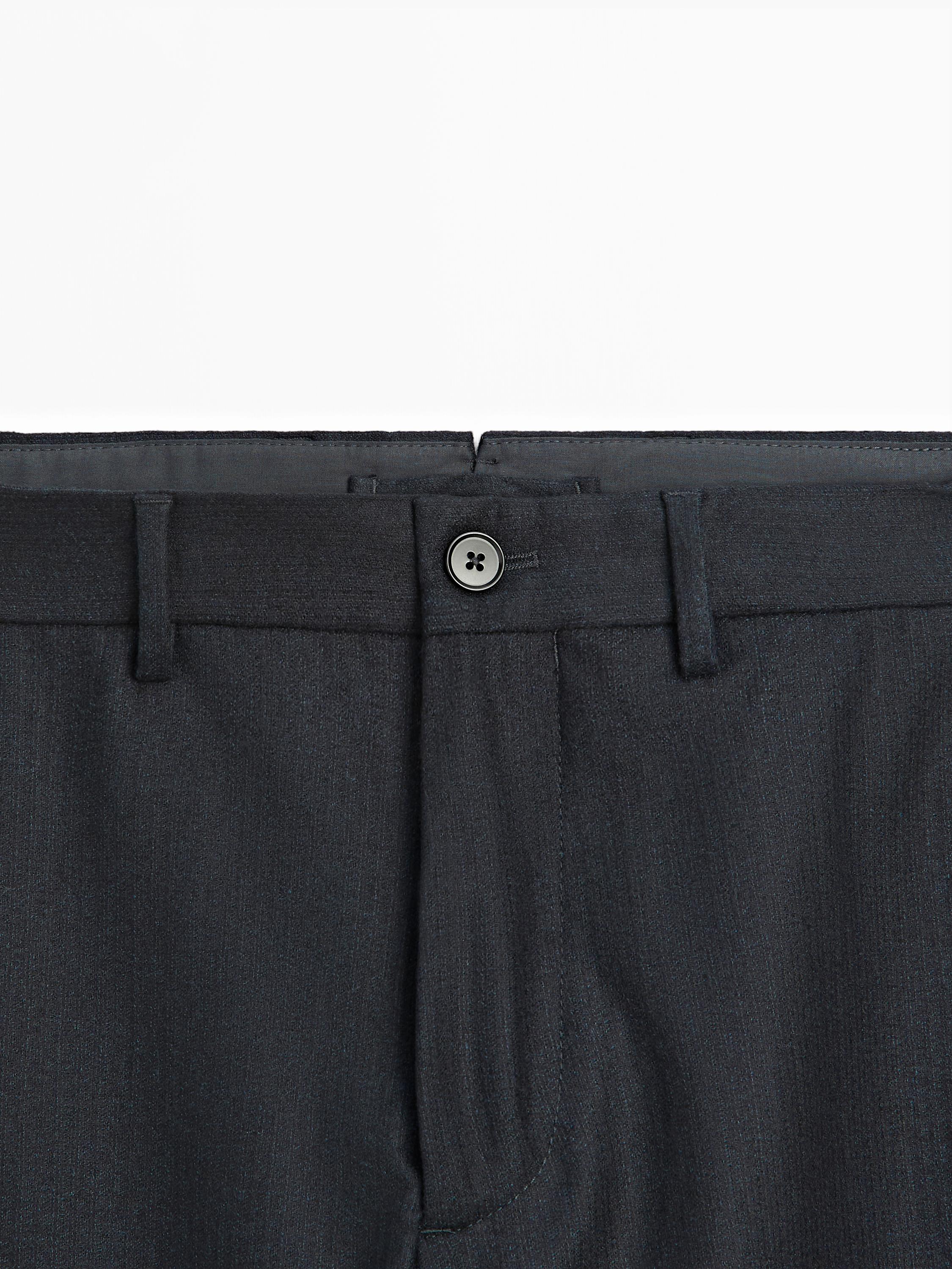 100% wool corduroy-effect flannel trousers
